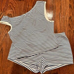 SHEIN Blue and White Striped Set